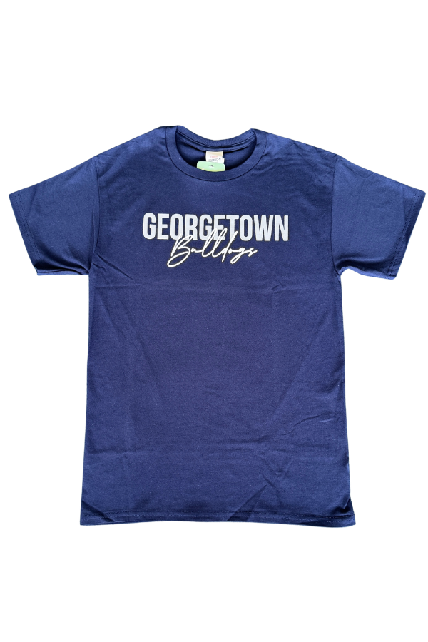 Navy Georgetown Bulldog Script Short Sleeve T-Shirt