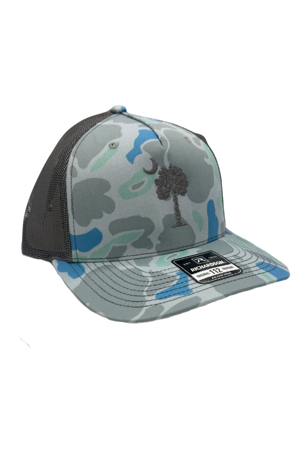 Blue Camo Palmetto and Crescent Embroidered Hat